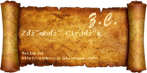 Zámbó Cirjék névjegykártya
